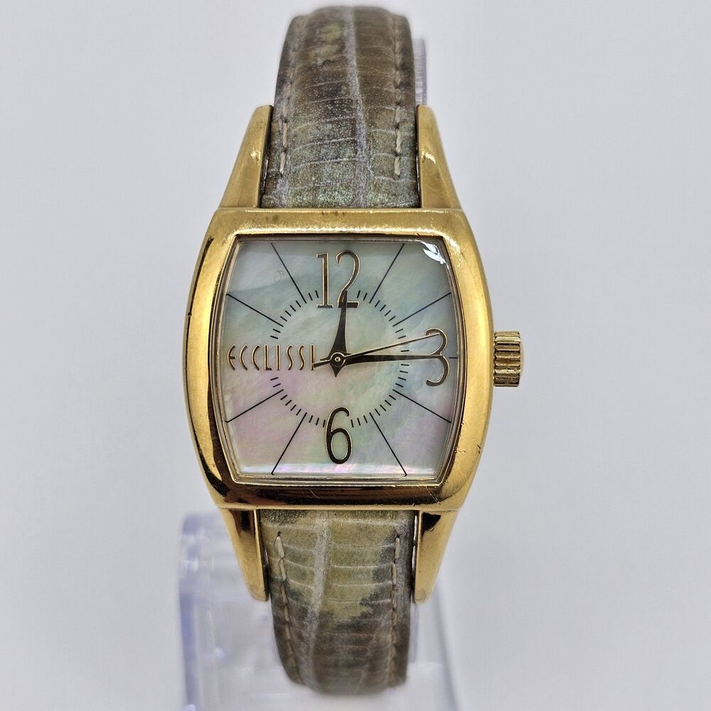 Ecclissi Women's Watch 27MM MOP Dial Multicolor Leather Band Straps New Battery